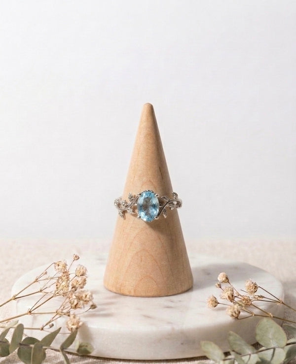 Bague Argent 925 Murmure de Laurier - Aigue Marine