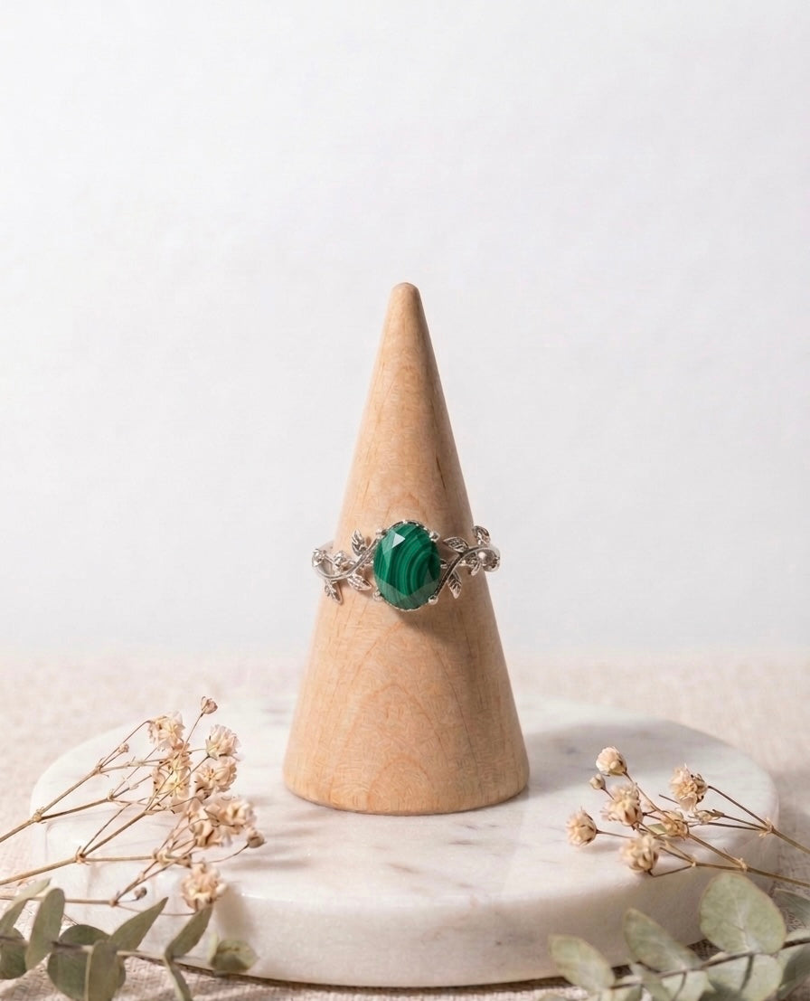 Ring Silber 925 Lorbeerflüstern - Malachit