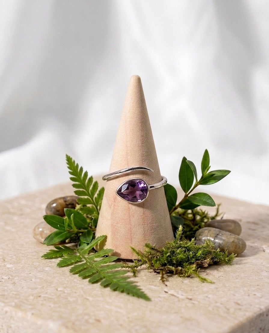 Ring Silber 925 Tropfen - Amethyst