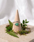 Ring 925er Silber Tropfen - Grüne Jade