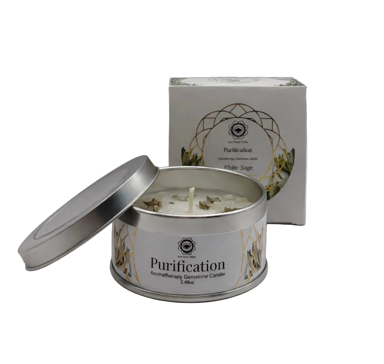 Green Tree Reinigungs-Kerze Selenit + Weißer Salbei 70g
