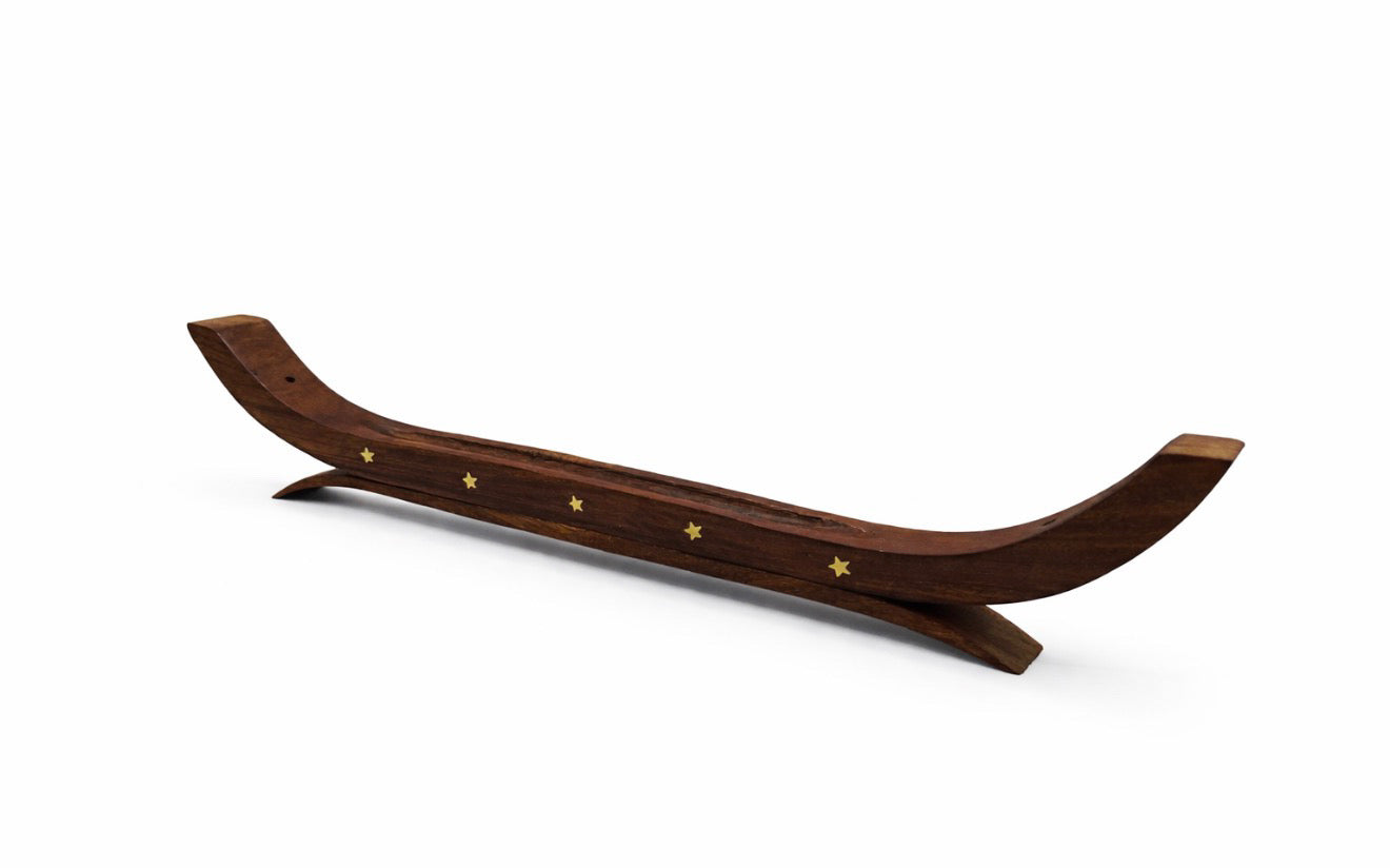 Doppelte Holz-Piroge-Räucherstäbchenhalter 36cm