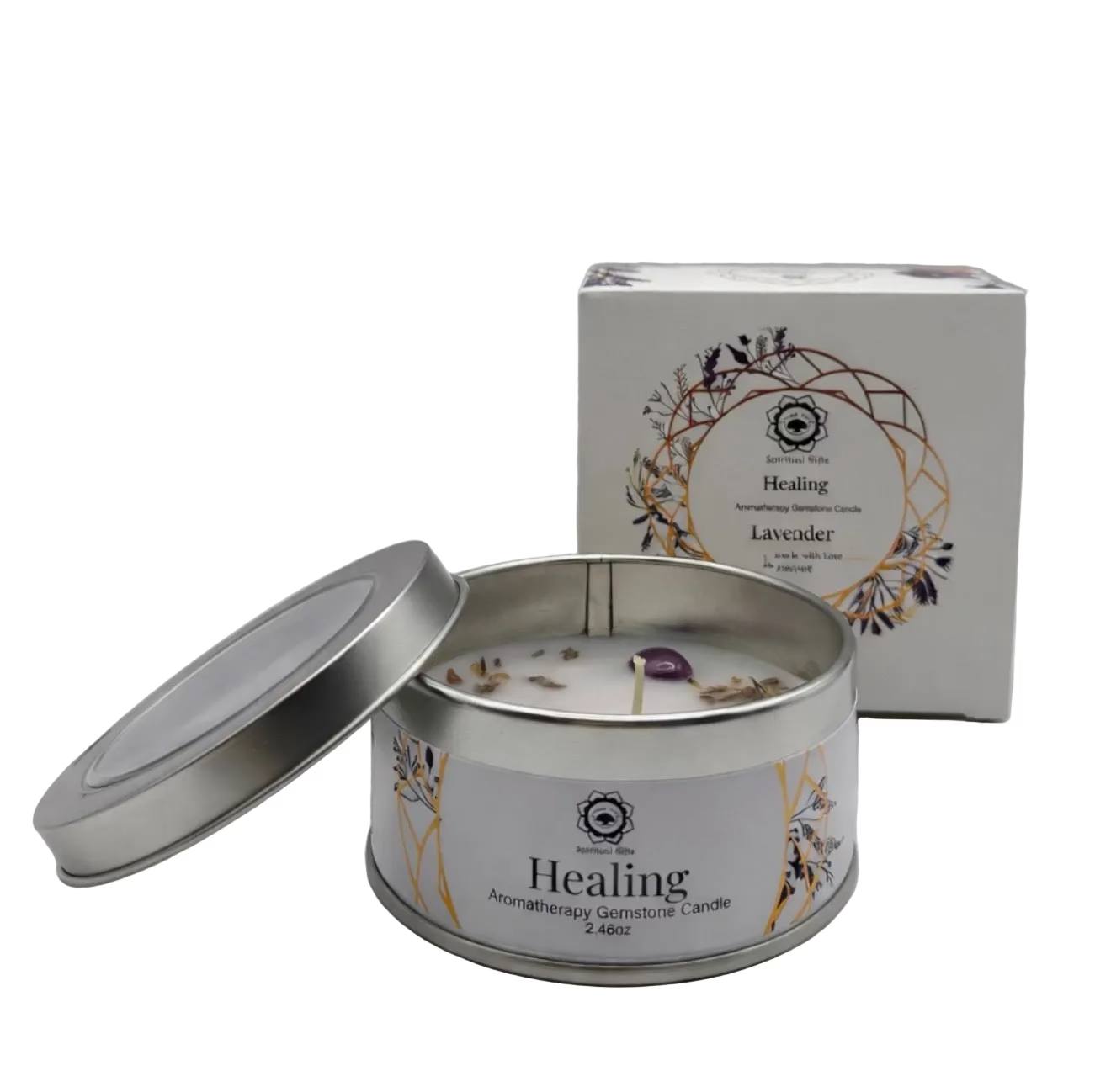 Green Tree Kerze 'Heilung' Amethyst + Lavendel 70g