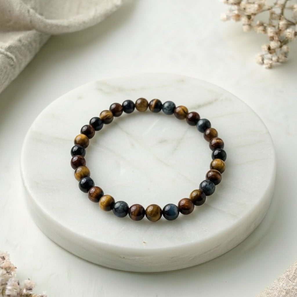 Pulseira de contas Olho de tigre múltiplas 6mm ou 8mm AA