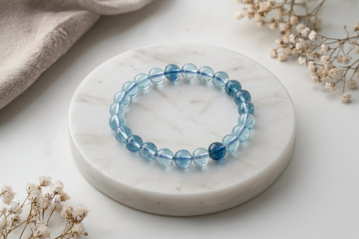 Armband Aquamarin-Kugeln 8mm AA