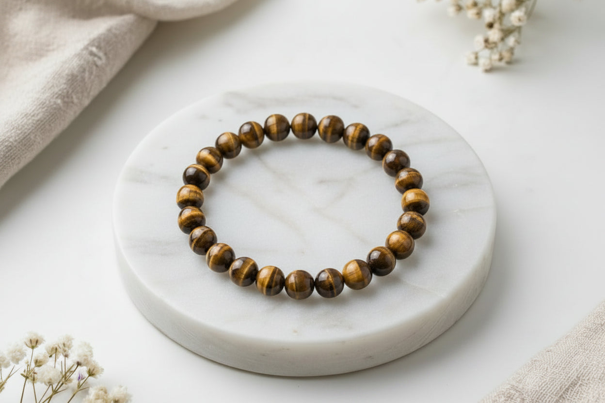 Tigerauge-Kugelarmband 8mm AA Größe 2