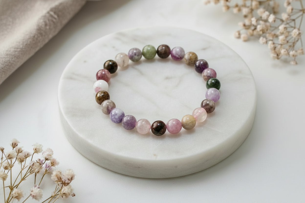 Armband Kugel Turmalin Multicolor 6mm AA Größe 1 und 8mm A Größe 2