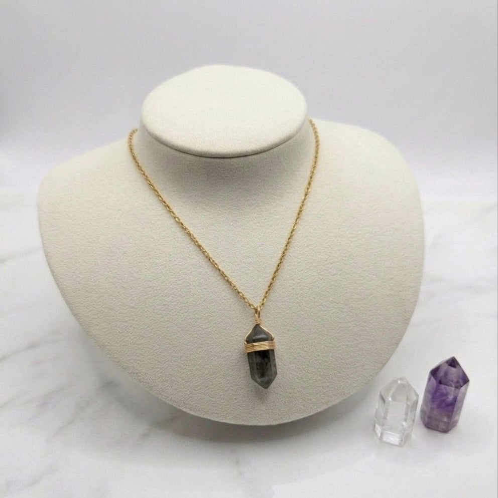 Goldene Boho-Halskette Edelstahl - Labradorit A