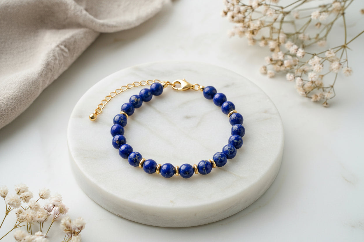 Armband Eira – Gold-Finish und Lapislazuli AA