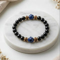 Armreif – vergoldet, Onyx, Holz und Lapislazuli A