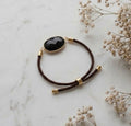 Verstellbares Armband aus schwarzem Obsidian A