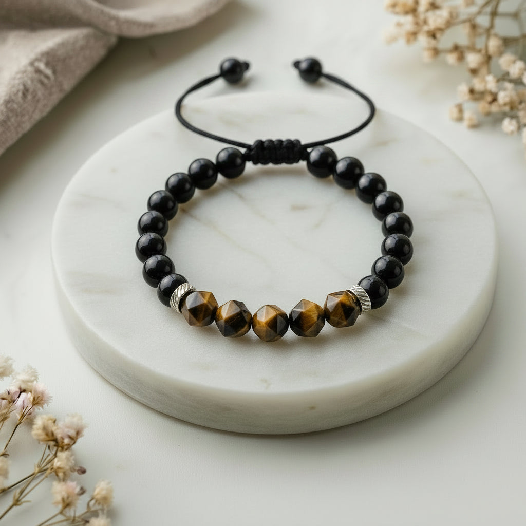 Armband Vibe – Tigerauge und Onyx A