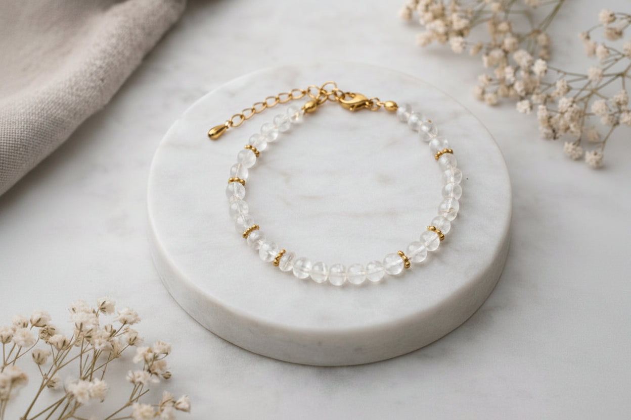 Goldfarbenes Bergkristall-Armband Halo A