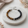 Armband Unys versilbert Onyx und Tigerauge A