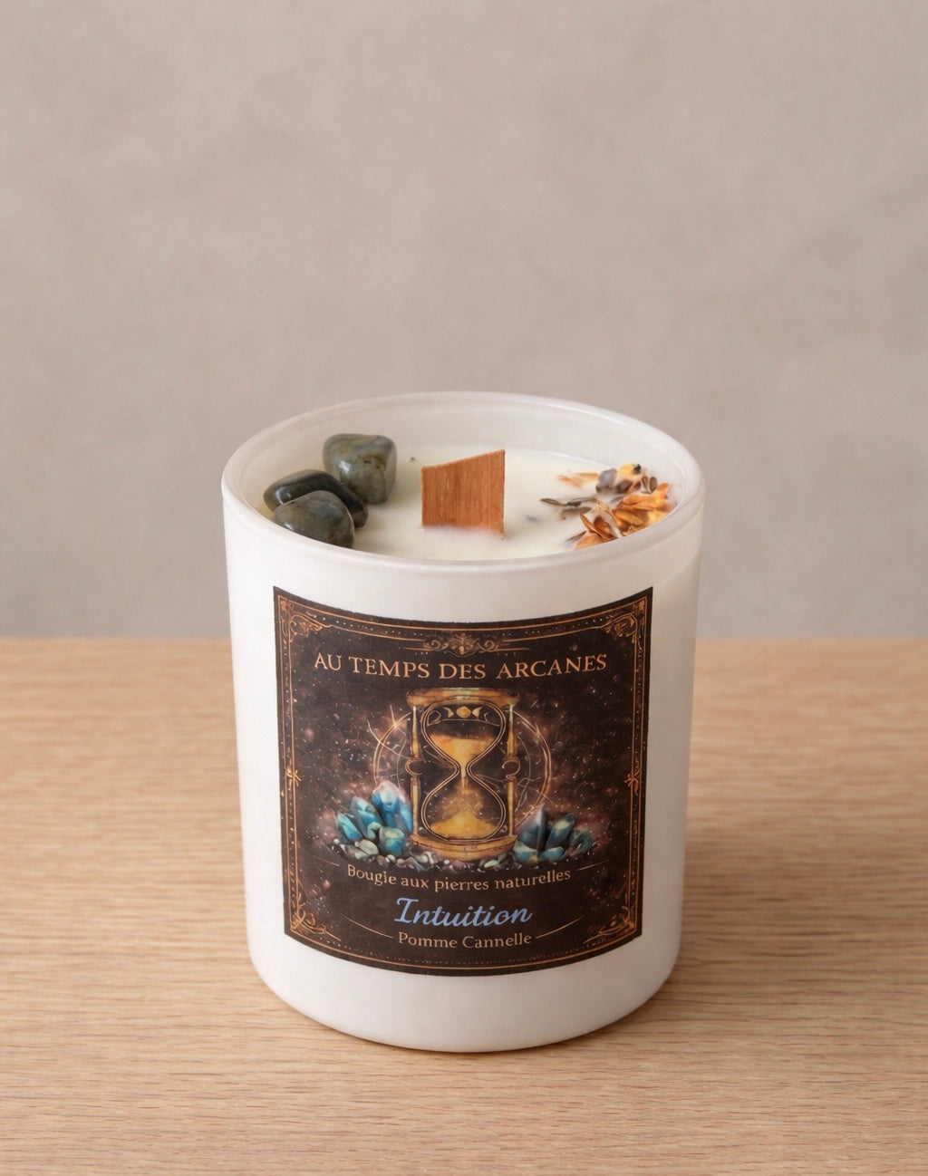 Kerze "Intuition" Labradorit - Apfel Zimt