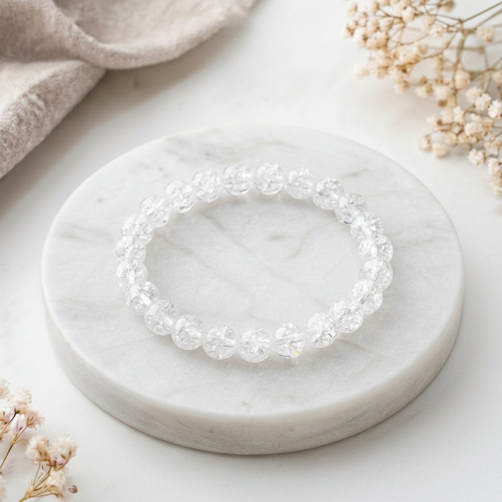 Bracelet boule Cristal de Roche Crack A 8mm