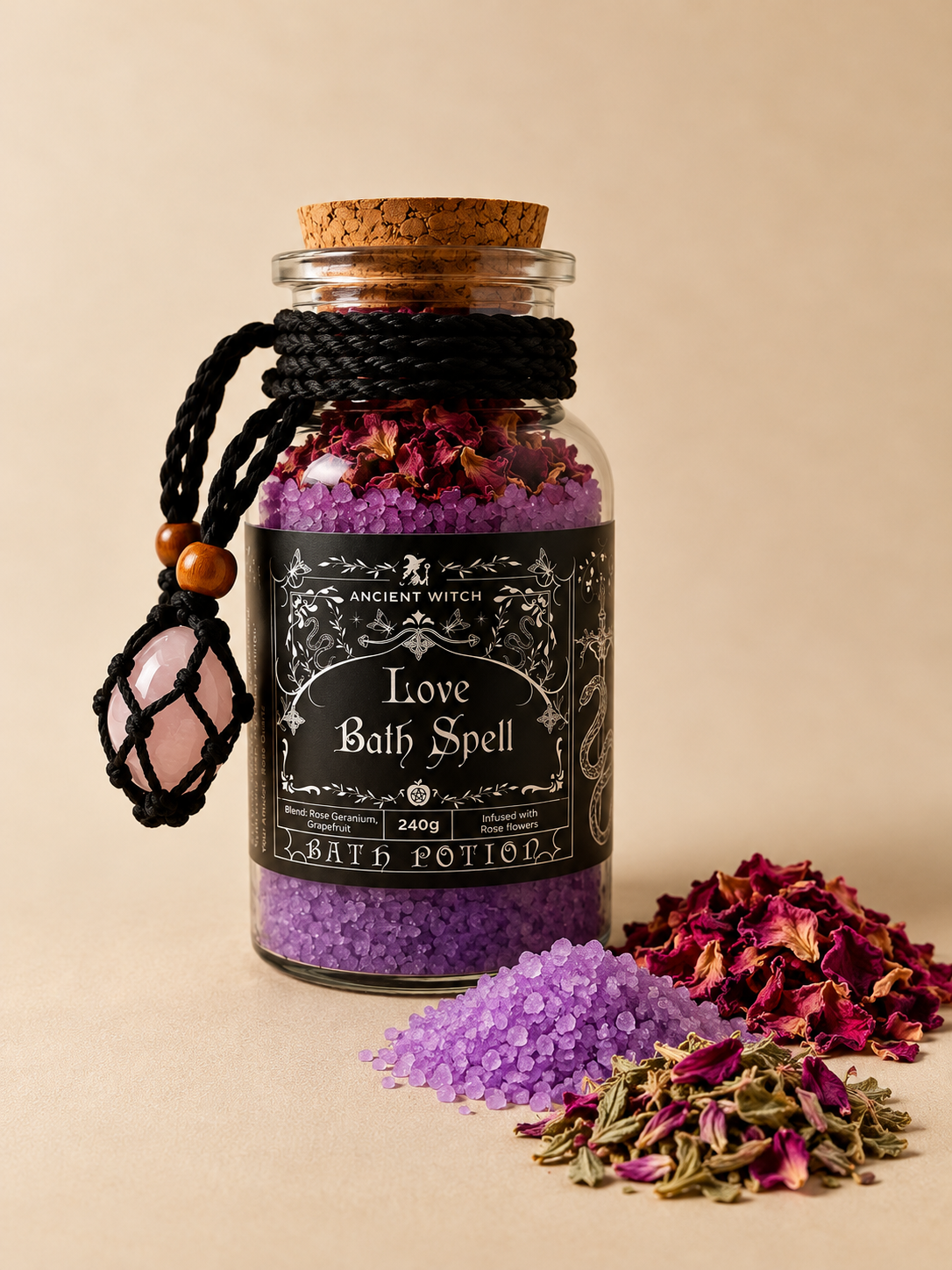 Potion de bain de Sorcière Ancestrale - Quartz Rose/Amour