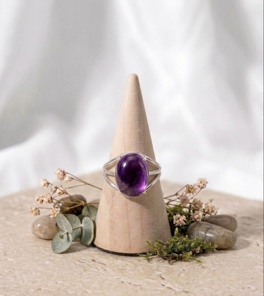 Bague en Argent 925 – Améthyste Ovale AA