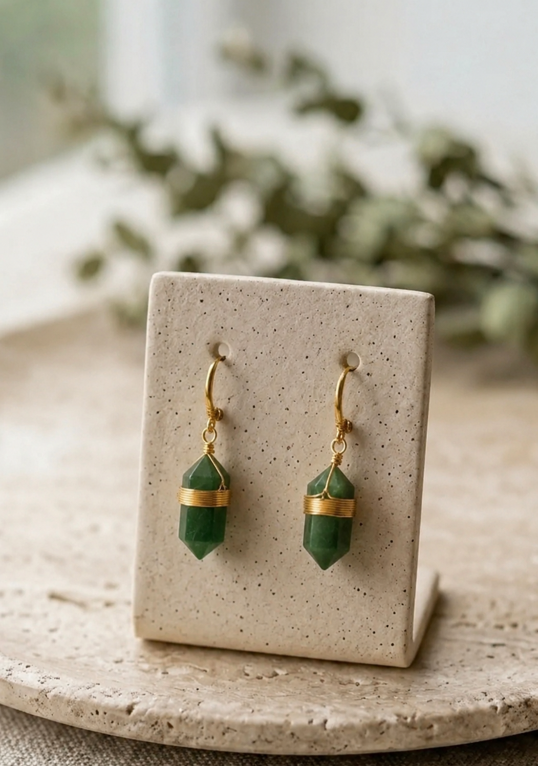 Boucles d'oreilles Pointe Aventurine Verte A